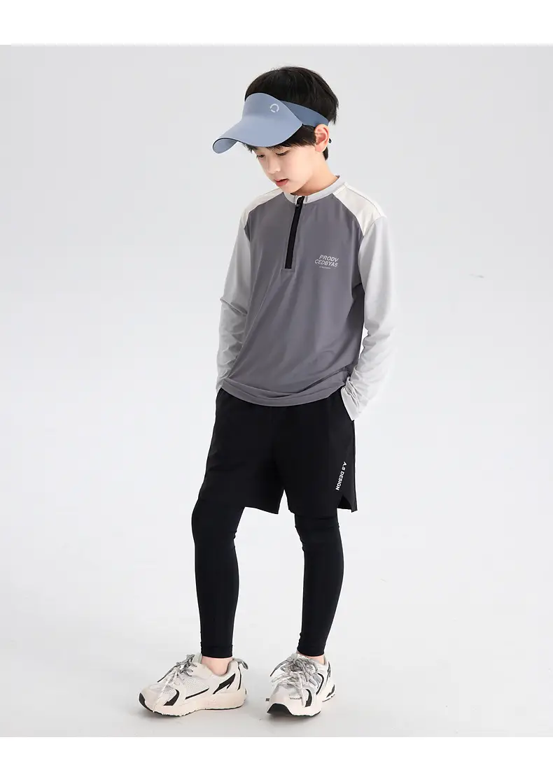 Boys Tennis Shirt Sleeveless Grey White 2026 — feature 25
