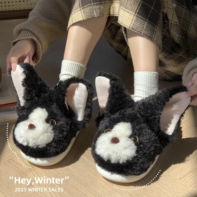 Devon Cat Plush Cotton Slippers for Women in Autumn and Winter New Style Warm Indoor and Outdoor Wear Thickeneded Cute Student Internet Celebrity Cotton Shoes - Image 5