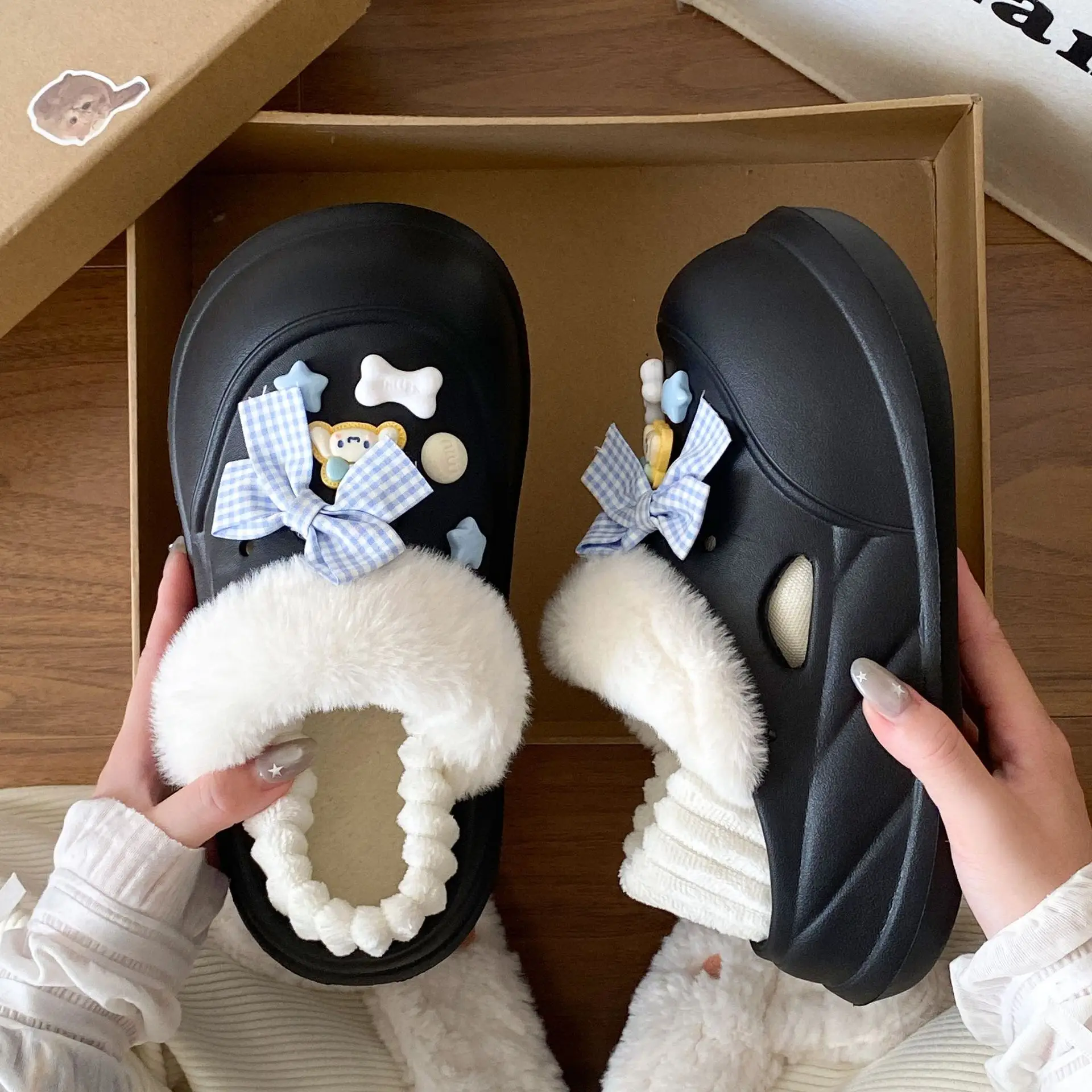Warm Furry Student Slippers for Winter Dorms