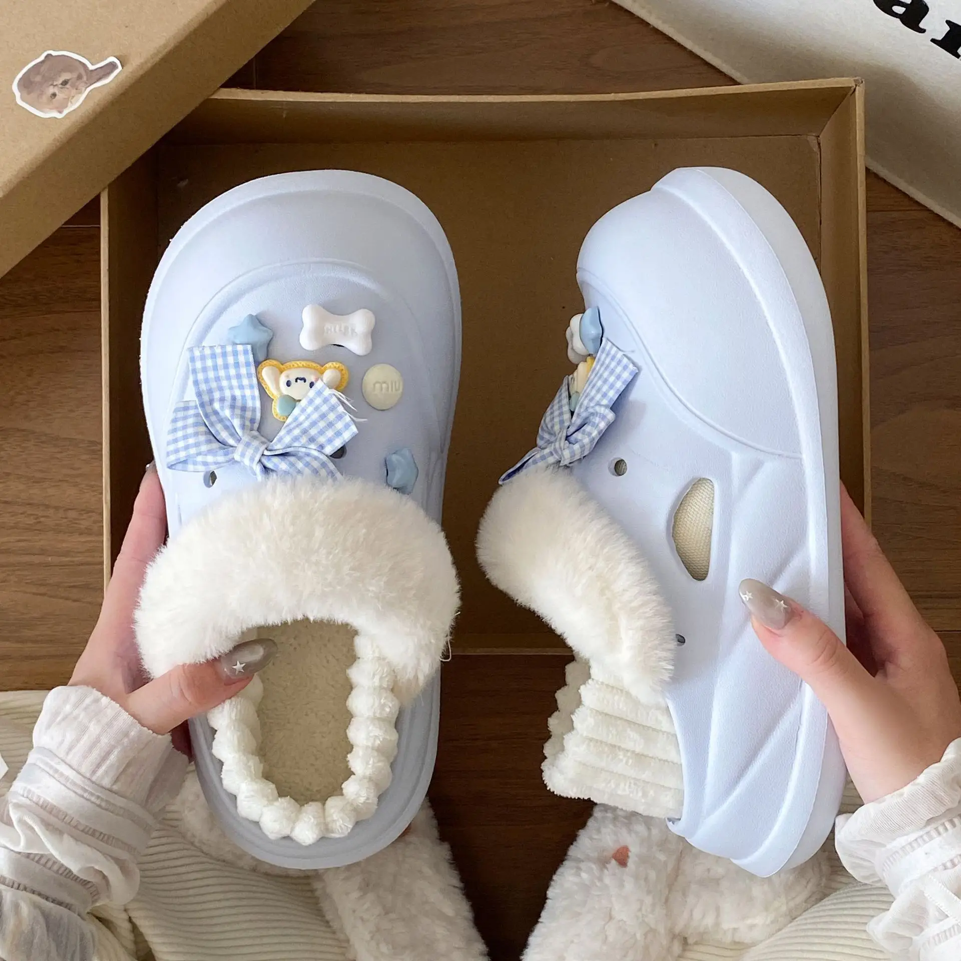 Warm Furry Student Slippers for Winter Dorms