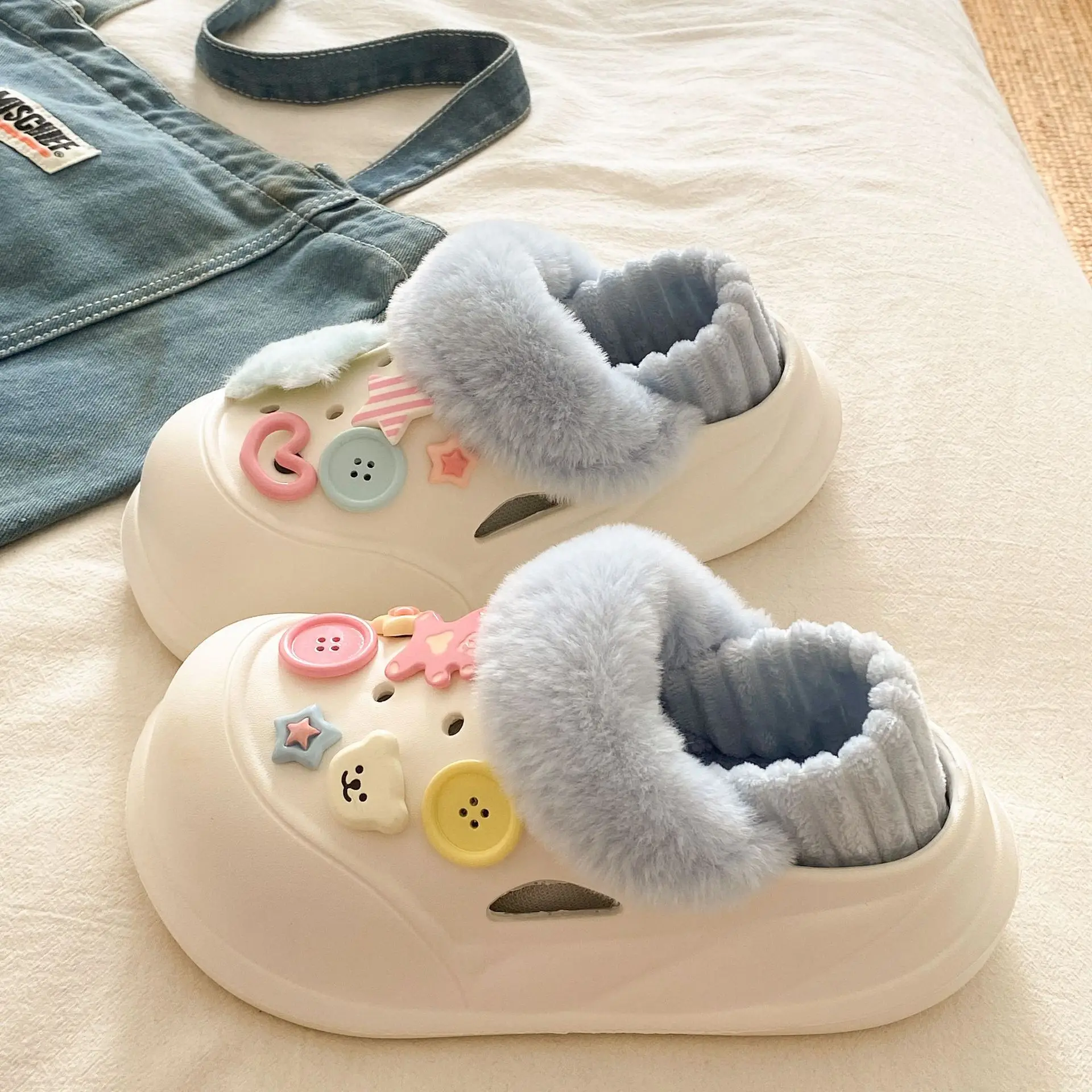 Warm Furry Student Slippers for Winter Dorms