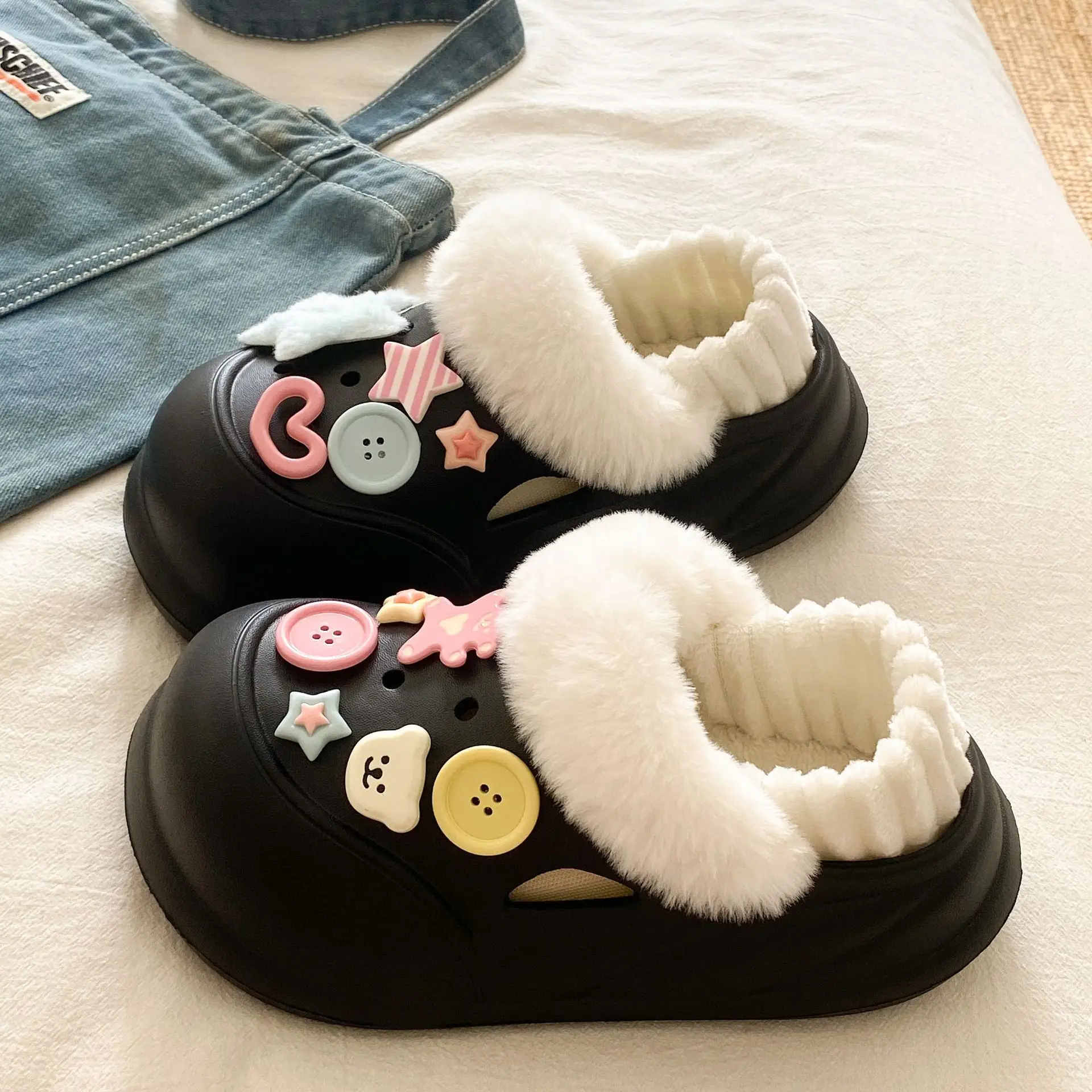 Warm Furry Student Slippers for Winter Dorms