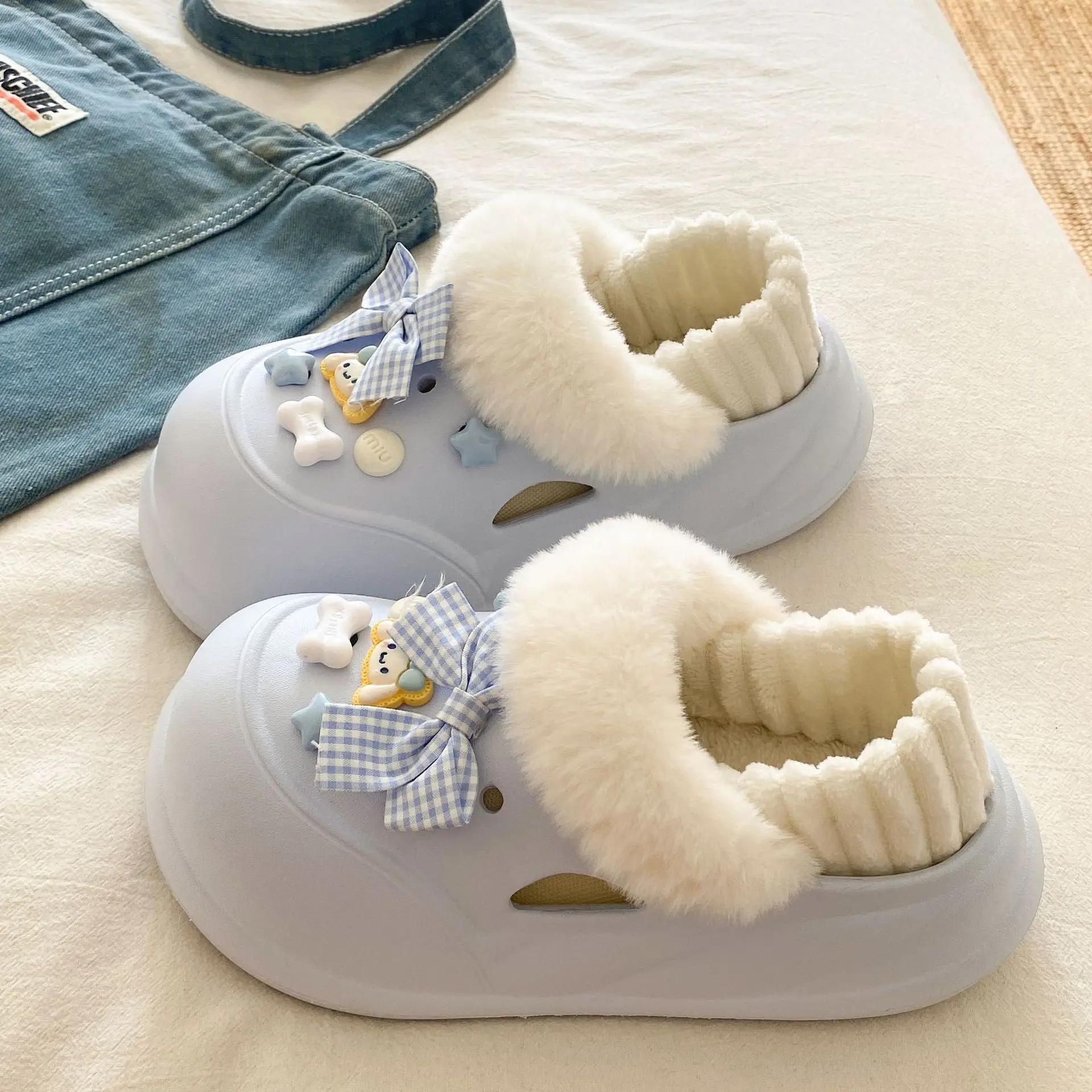 Warm Furry Student Slippers for Winter Dorms