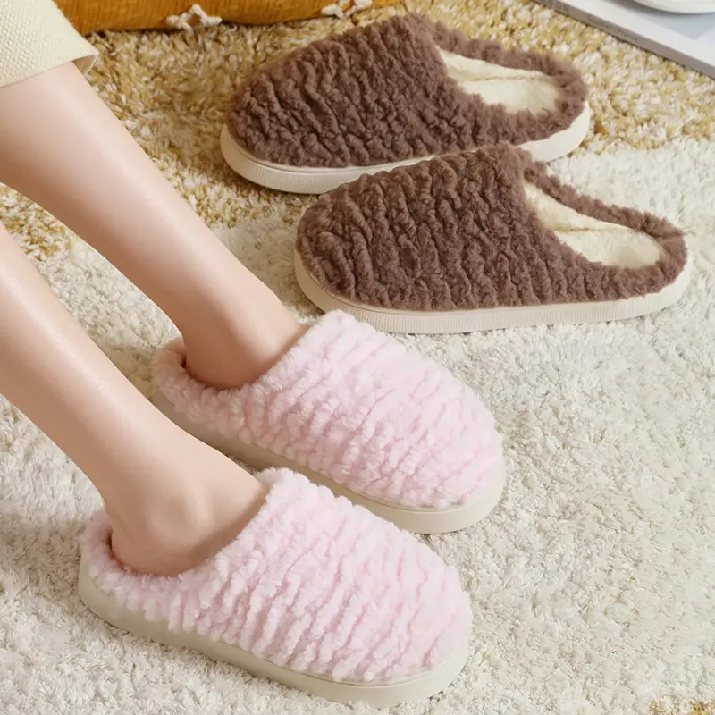 2026 New Model Home Comfort Cotton Slippers for Women, Autumn and Winter Indoor Warm Plush Soft-Soled Slippers for Men, Wholesale