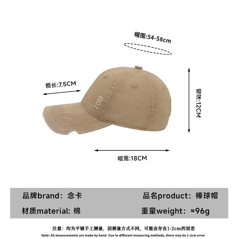 New Niche Design Wash Denim Baseball Cap with Distressed Curved Brim - Image 11