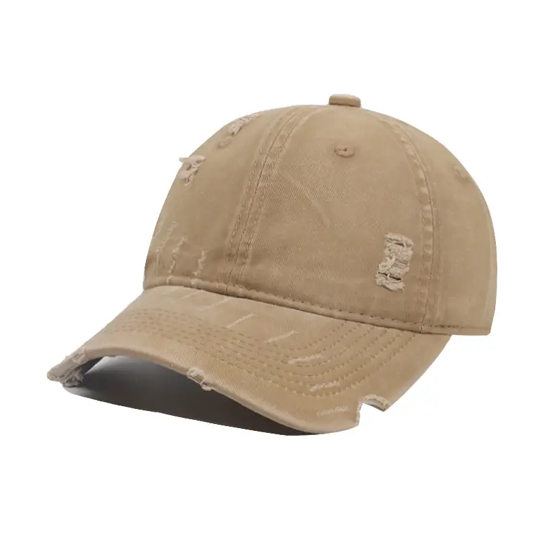 New Niche Design Wash Denim Baseball Cap with Distressed Curved Brim - Image 12