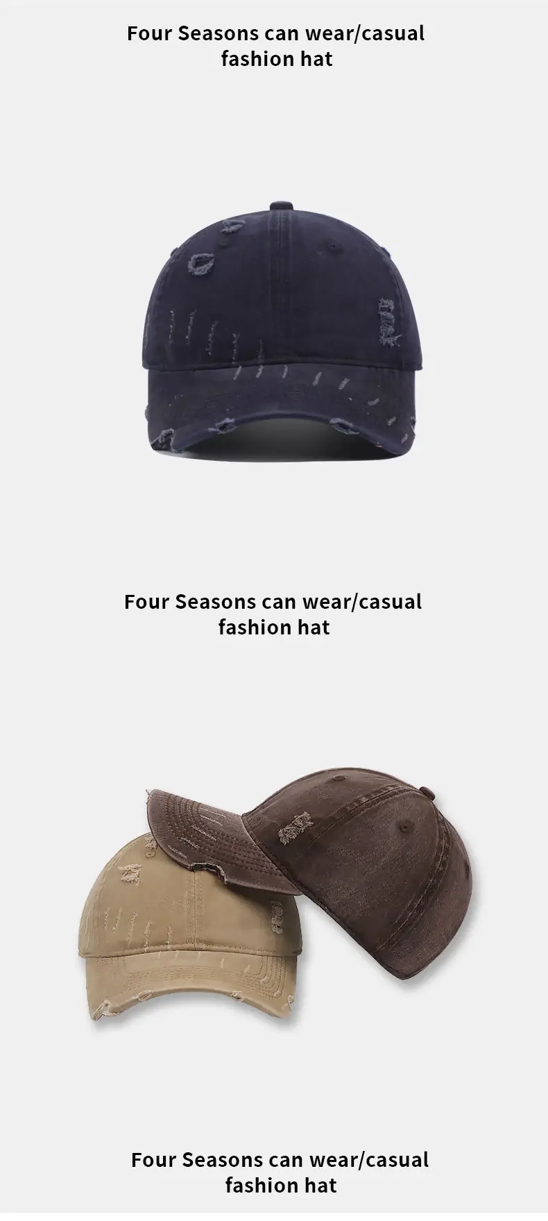 New Niche Design Wash Denim Baseball Cap with Distressed Curved Brim — feature 13