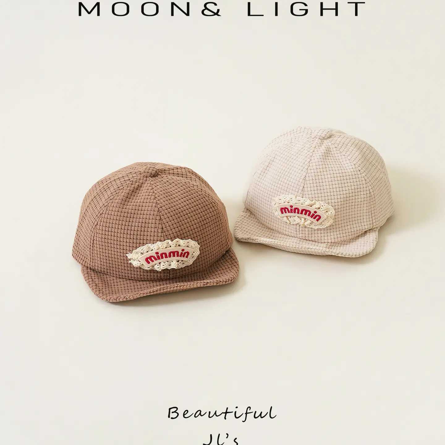 Baby Cap Beige Corduroy Lace Spring Autumn - Image 6