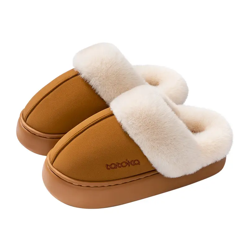 Thick-Soled Heightening 5.0cm Cotton Slippers for Women's Home Indoor Warm and Non-Slip 2025 New Outer Wear Waterproof Plush Style