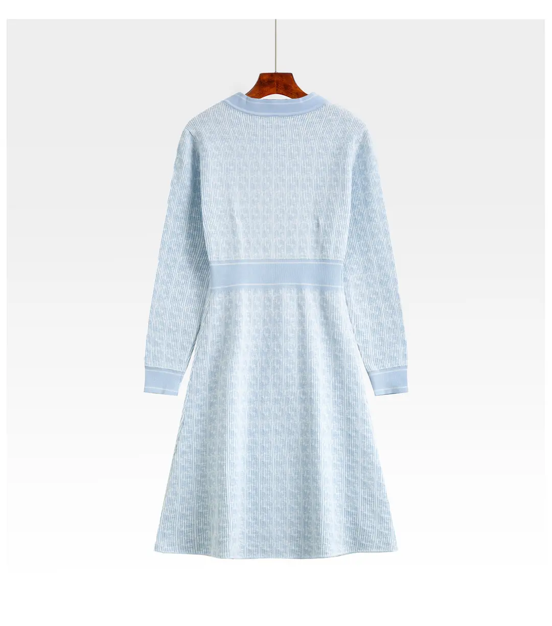 Celebrity Style Knitted Dress for Women in Autumn and Winter, Mid-Length V-Neck Sweater Dress with A-Line Skirt Underneath — feature 19
