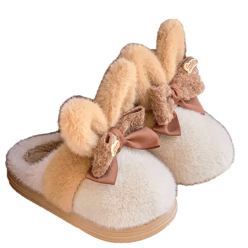 Source Factory's New Winter Model: Cute Rabbit Bowknot Women's Shoes with Big Ears, Suitable for Outdoor Wear and Home Use, Thickened for Warmth, Soft Sole - Image 8