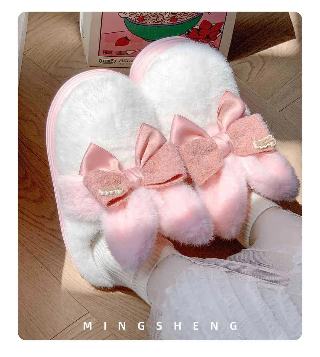 Source Factory's New Winter Model: Cute Rabbit Bowknot Women's Shoes with Big Ears, Suitable for Outdoor Wear and Home Use, Thickened for Warmth, Soft Sole — feature 10