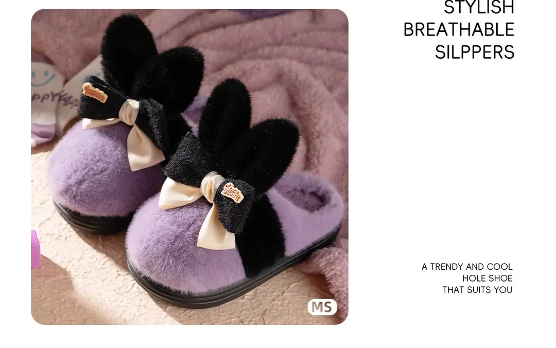 Source Factory's New Winter Model: Cute Rabbit Bowknot Women's Shoes with Big Ears, Suitable for Outdoor Wear and Home Use, Thickened for Warmth, Soft Sole — feature 6