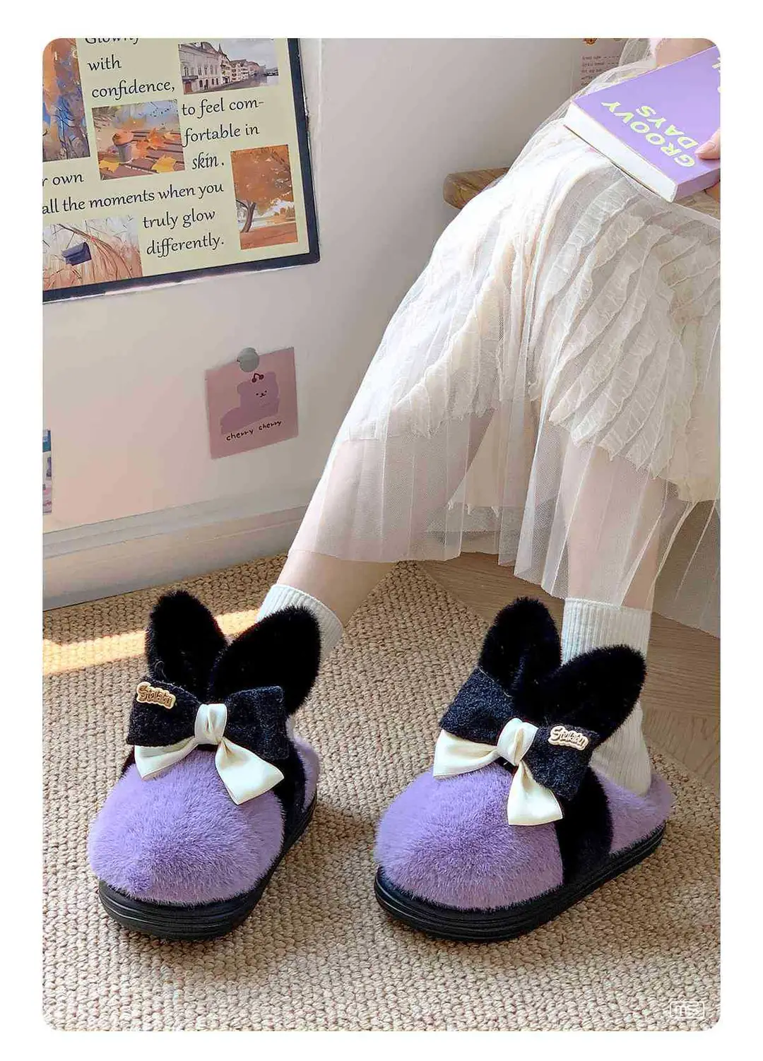 Source Factory's New Winter Model: Cute Rabbit Bowknot Women's Shoes with Big Ears, Suitable for Outdoor Wear and Home Use, Thickened for Warmth, Soft Sole — feature 8