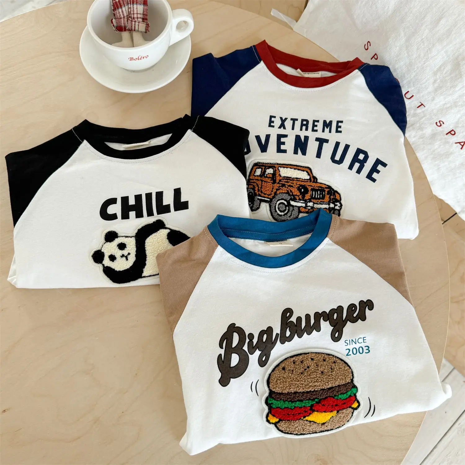 Children's Big Burger T-Shirt White Blue All Cotton Size 26 - Image 6