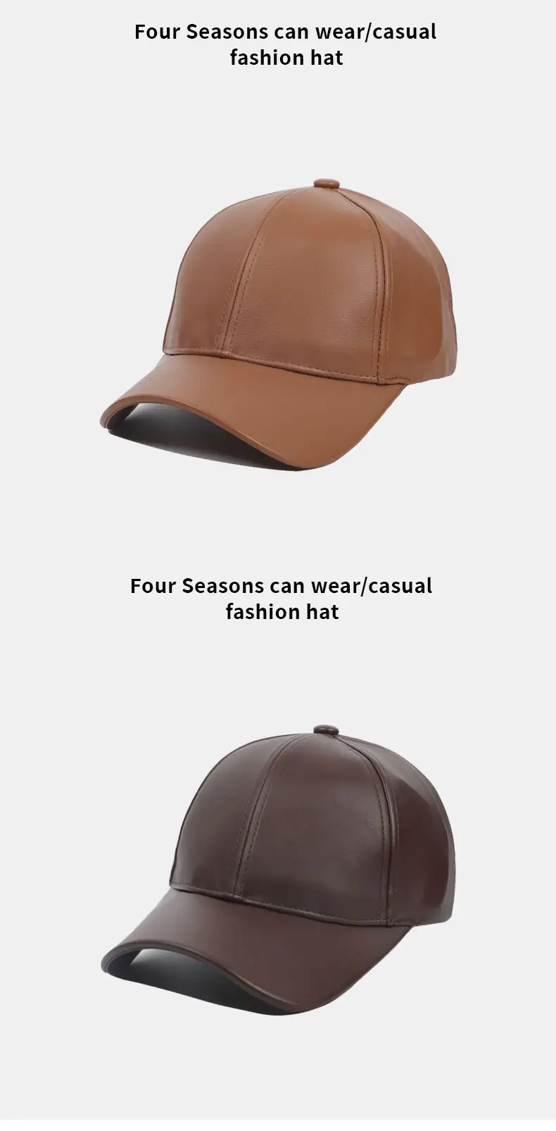 Pu Leather Baseball Cap for Men 54cm Height 98kg — feature 11