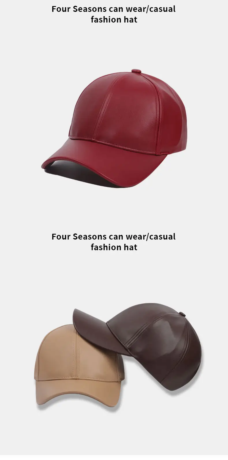 Pu Leather Baseball Cap for Men 54cm Height 98kg — feature 12