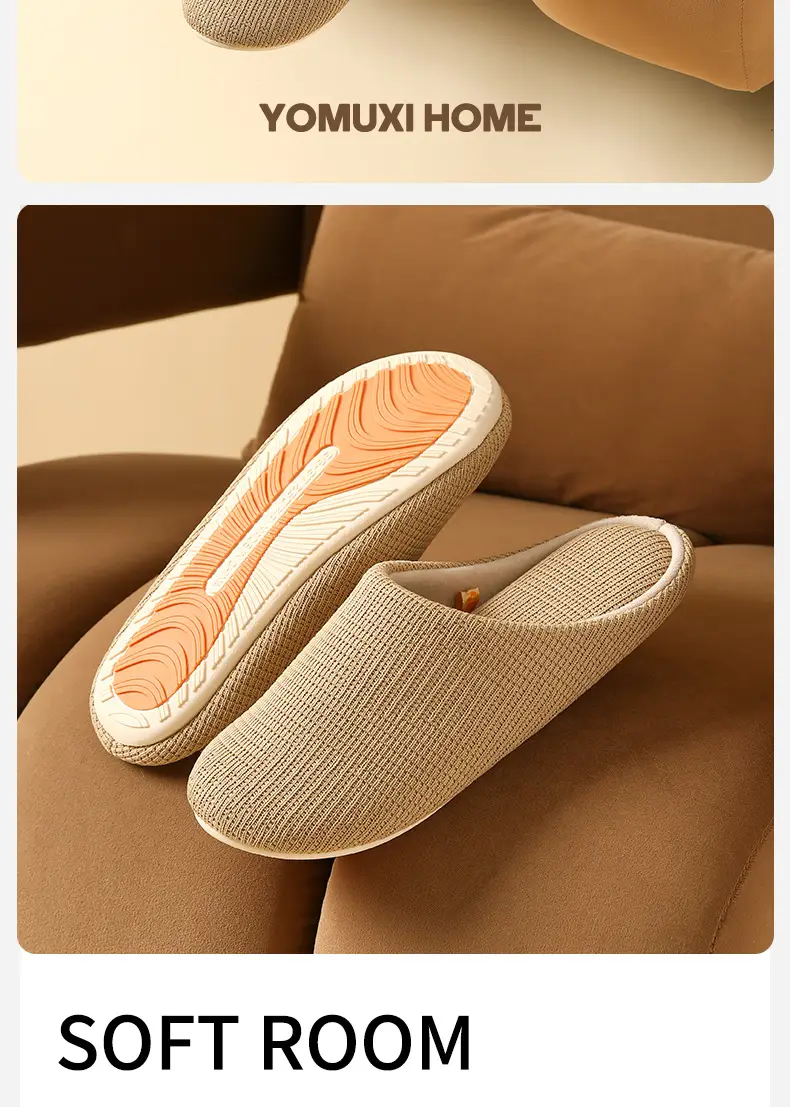 Japanese-Style Four-Season Silent Non-Slip Slippers for Women Soft-Soled Cotton and Linen Cotton Slippers for Hospitality Office Home Indoor Floor Men — feature 2