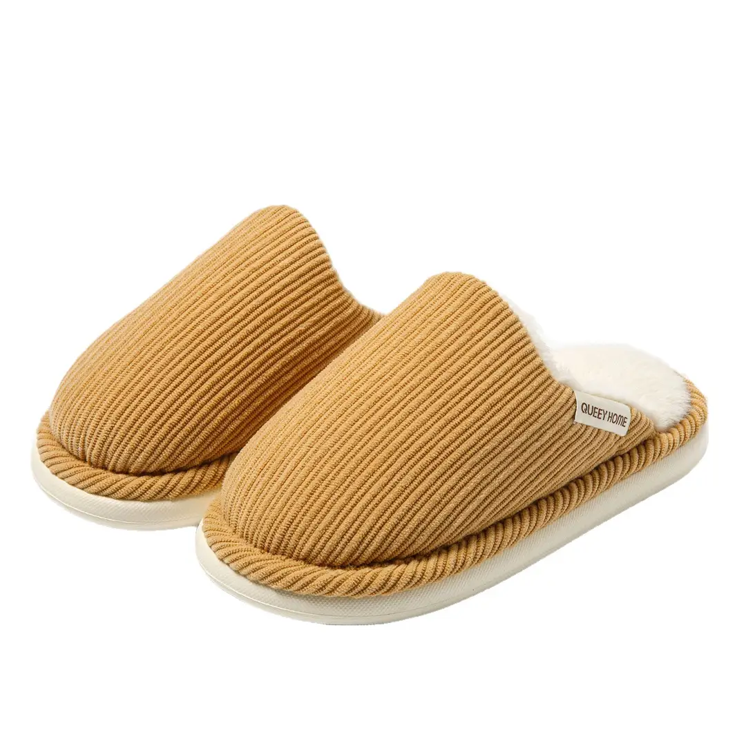 Corduroy Japanese Style Cotton Slippers for Women Autumn and Winter New Indoor Silent Home Non-Slip Warm Couple Cotton Slippers for Men - Image 10