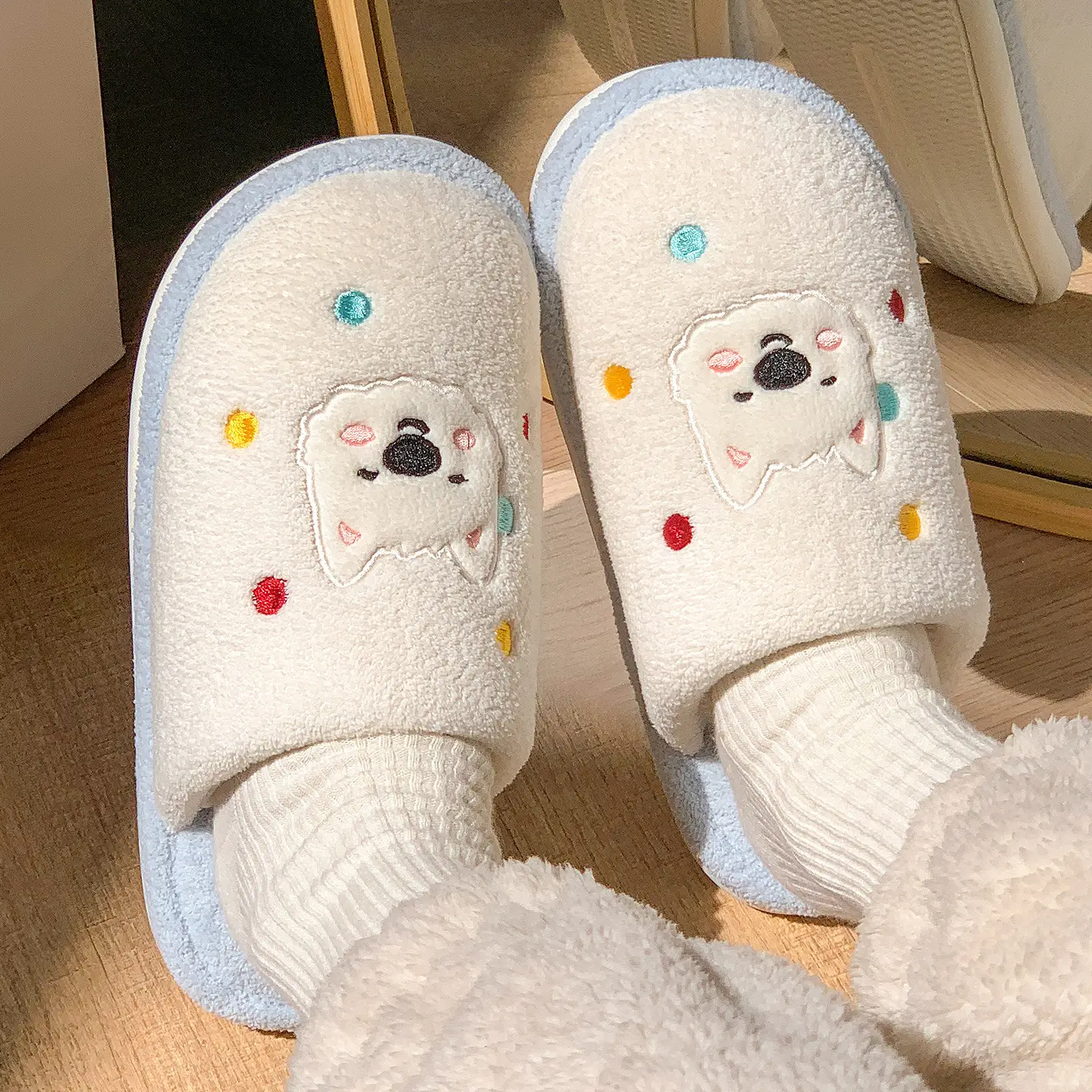 Cute Bear Plush Winter Slippers for Women