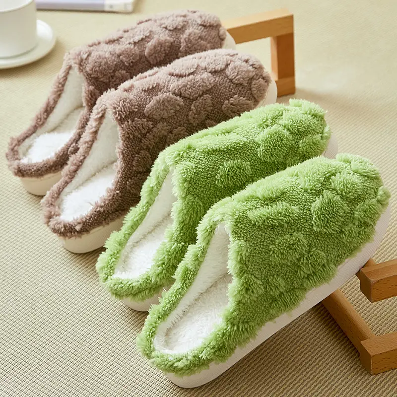 Women's Cotton Slippers for Autumn and Winter, New Indoor Home Comfort Warm Thick-Soled Plush Slippers for Men, Xiyin Label Wholesale