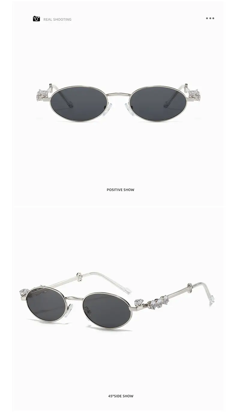 Sweet Diamond Studded Oval Sunglasses — feature 11