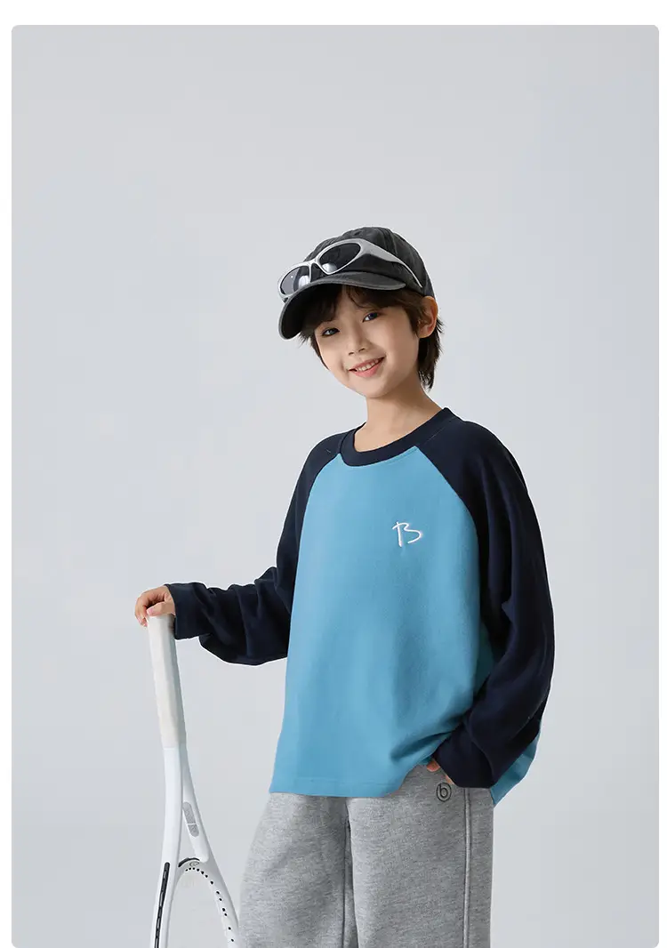 2025 Winter Boys T-Shirt Blue Korean Style Warm Long Sleeve — feature 15