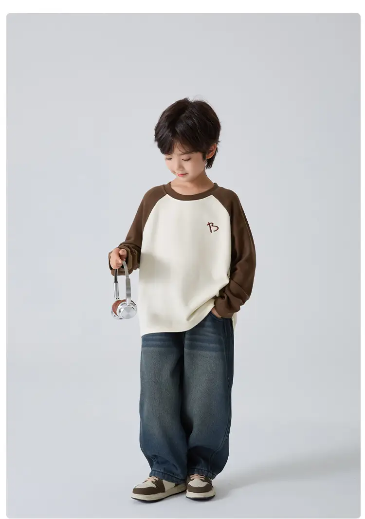 2025 Winter Boys T-Shirt Blue Korean Style Warm Long Sleeve — feature 9