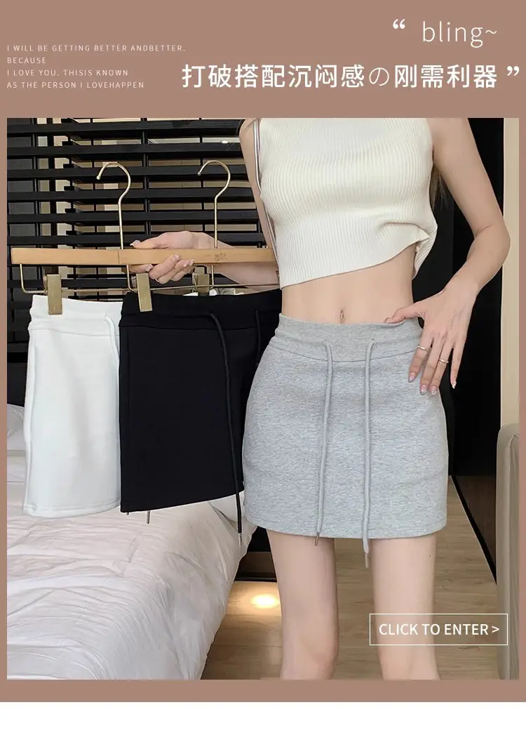 Plus Size Grey Yoga Skirt Low Waist Anti Exposure Fitness Running — feature 2