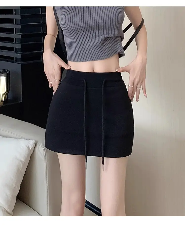 Plus Size Grey Yoga Skirt Low Waist Anti Exposure Fitness Running — feature 21