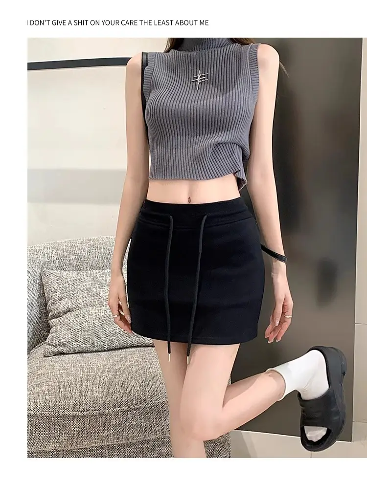 Plus Size Grey Yoga Skirt Low Waist Anti Exposure Fitness Running — feature 22