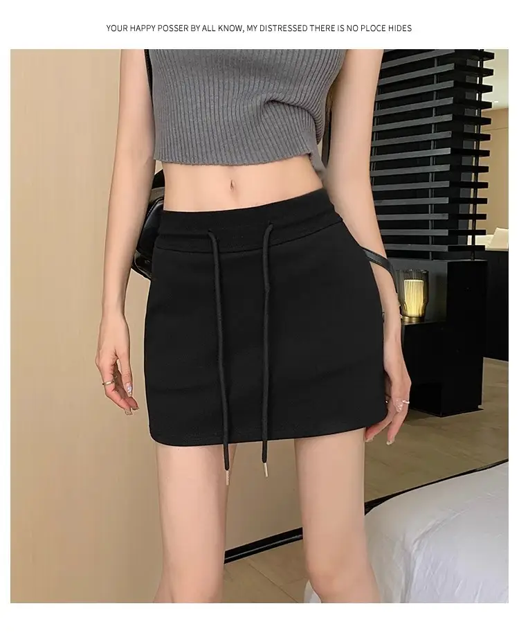Plus Size Grey Yoga Skirt Low Waist Anti Exposure Fitness Running — feature 23