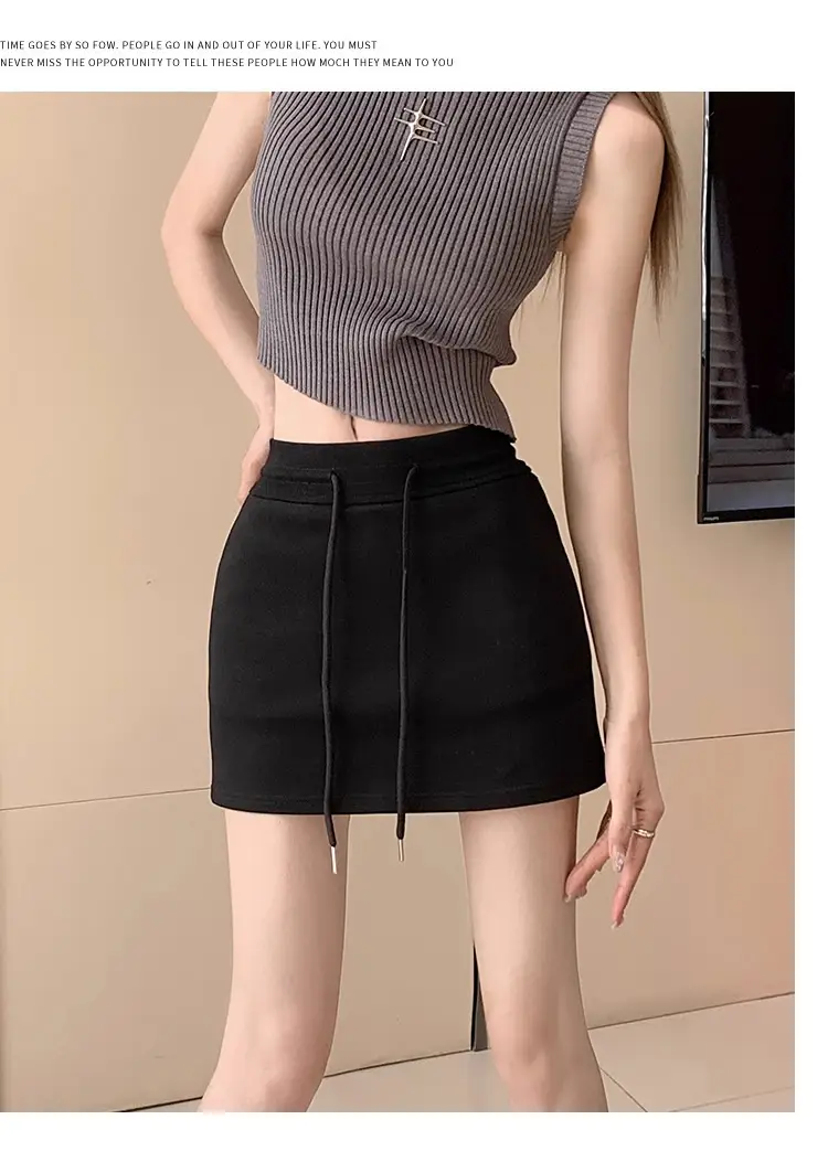 Plus Size Grey Yoga Skirt Low Waist Anti Exposure Fitness Running — feature 24