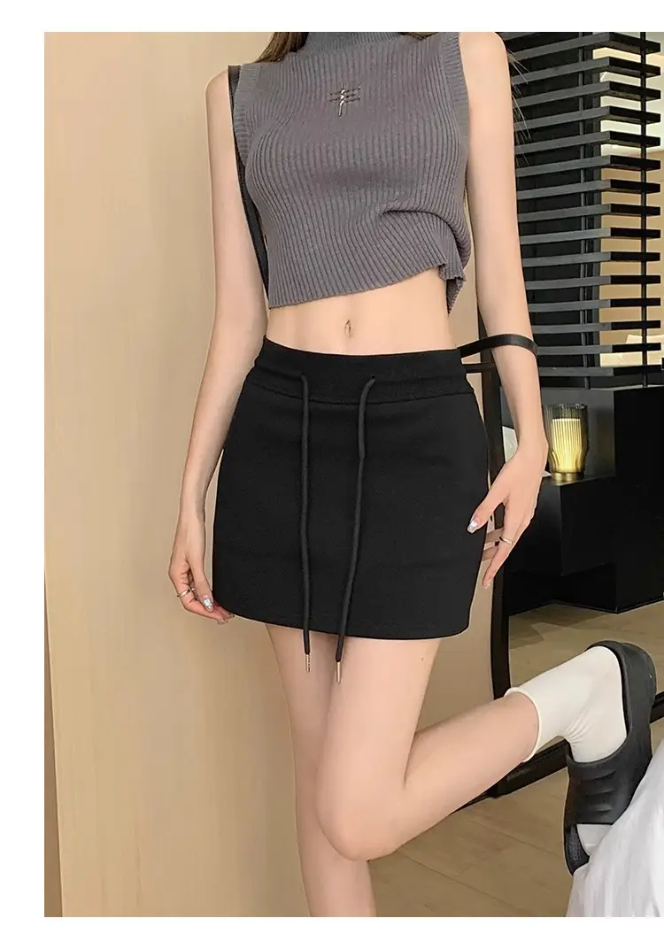 Plus Size Grey Yoga Skirt Low Waist Anti Exposure Fitness Running — feature 25
