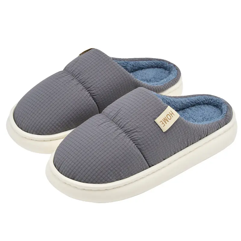 Waterproof Cotton Slippers for Men, Warm Thick-Soled Indoor Use