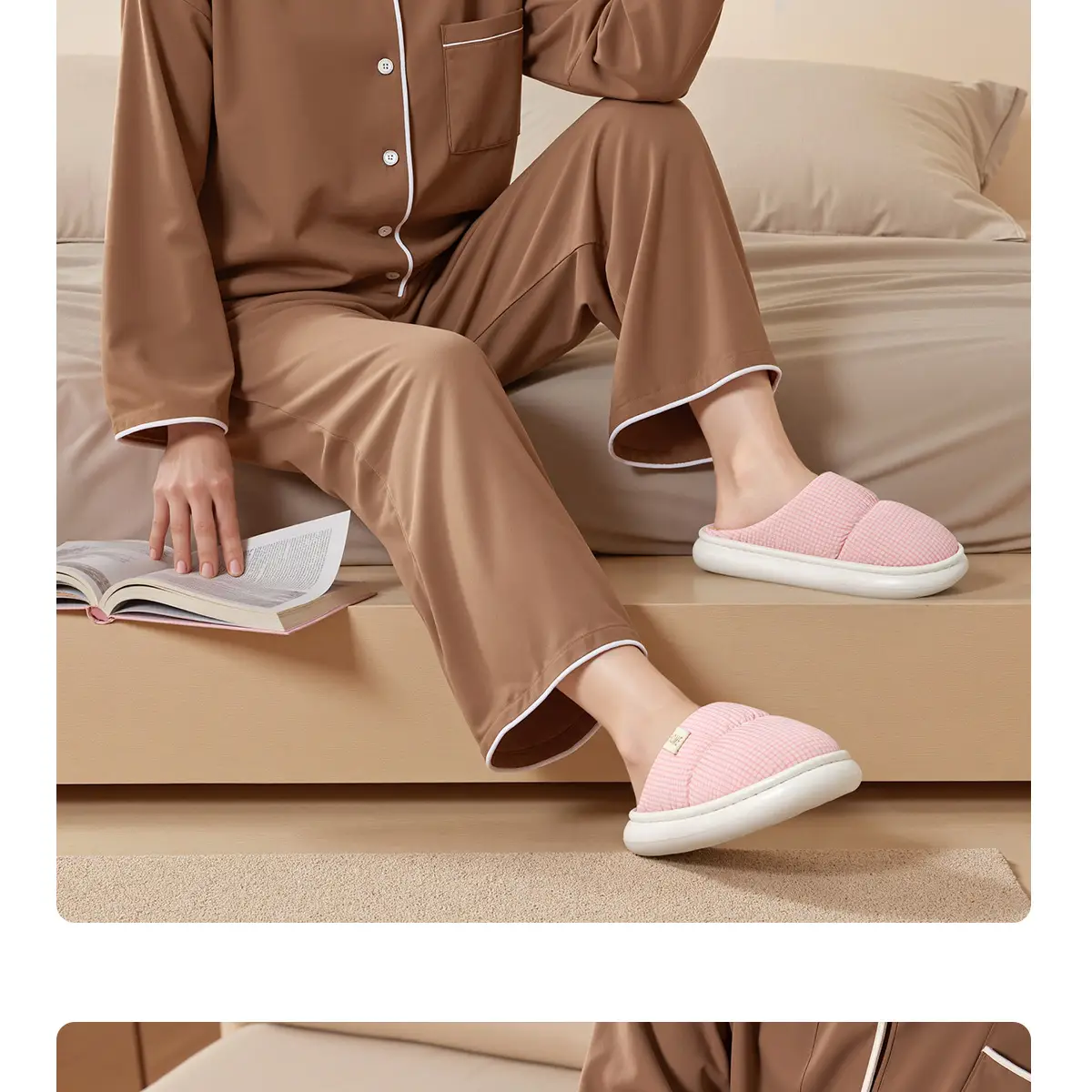 Waterproof Cotton Slippers for Men, Warm Thick-Soled Indoor Use — feature 8