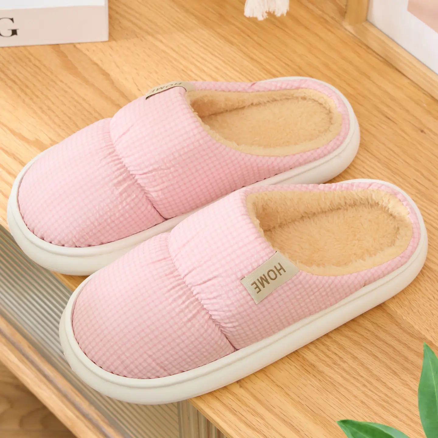 Waterproof Cotton Slippers for Men, Warm Thick-Soled Indoor Use