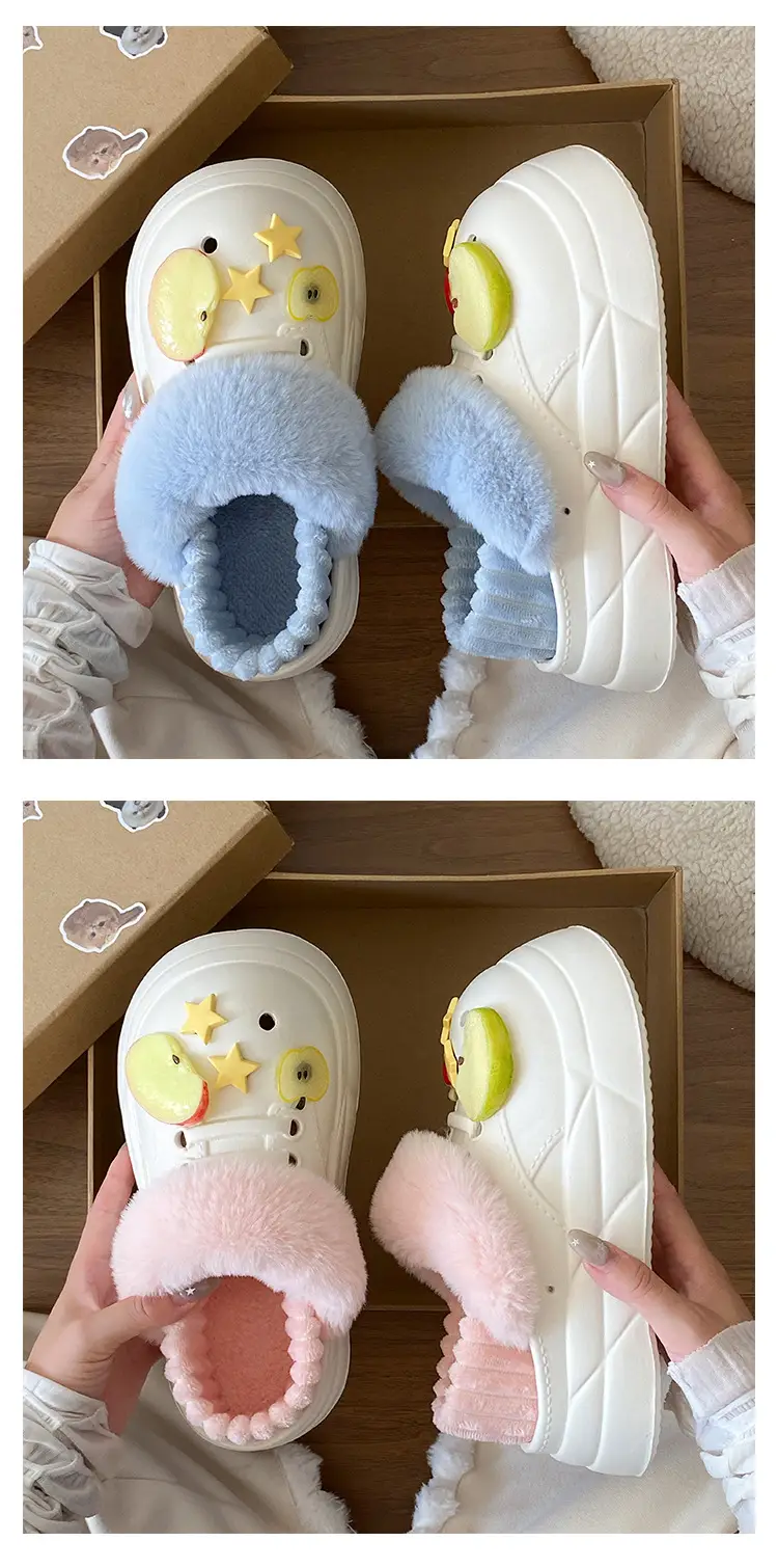 Women's Removable Fleece Slip-On Shoes Cream — feature 17