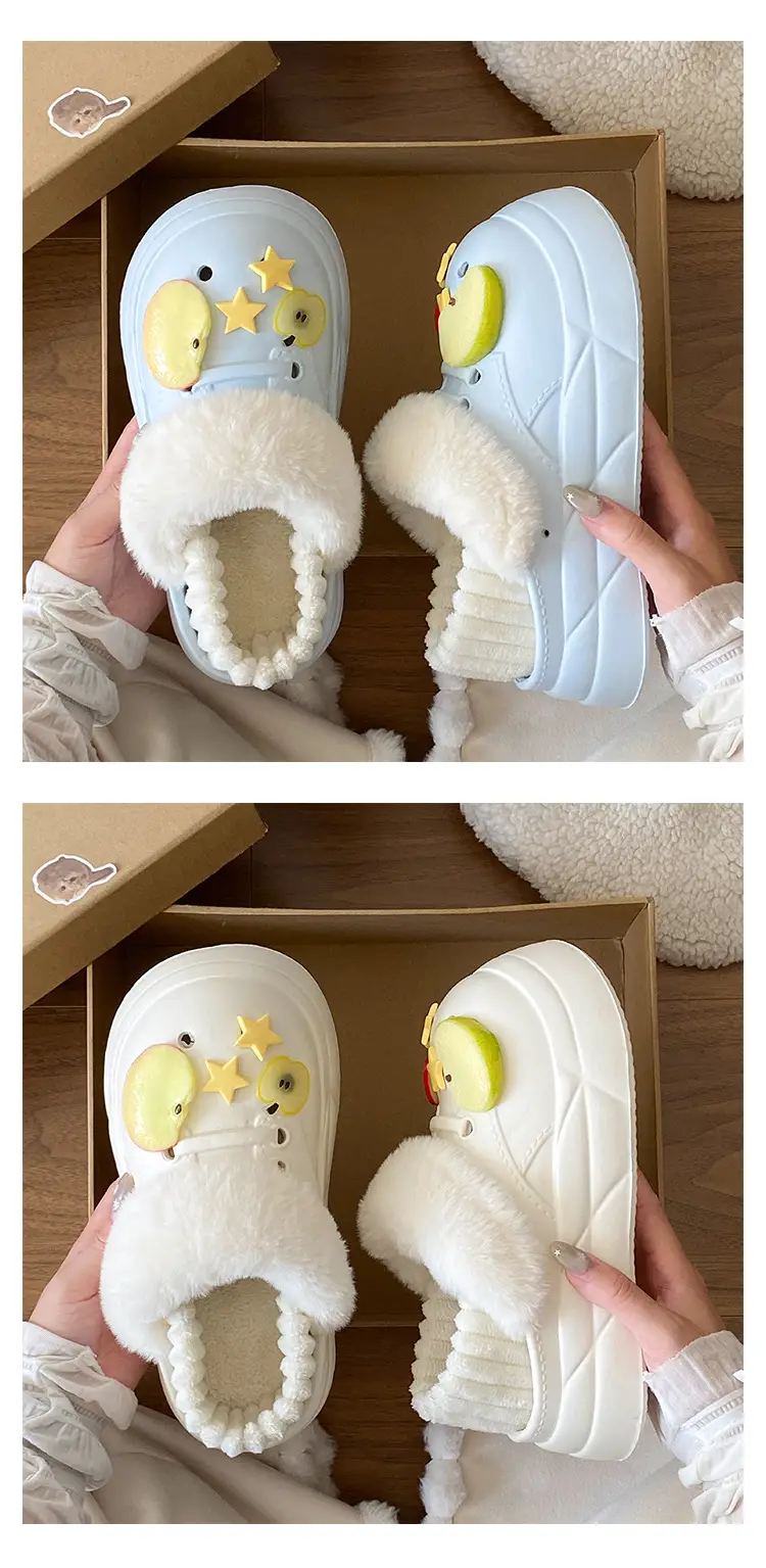 Women's Removable Fleece Slip-On Shoes Cream — feature 18