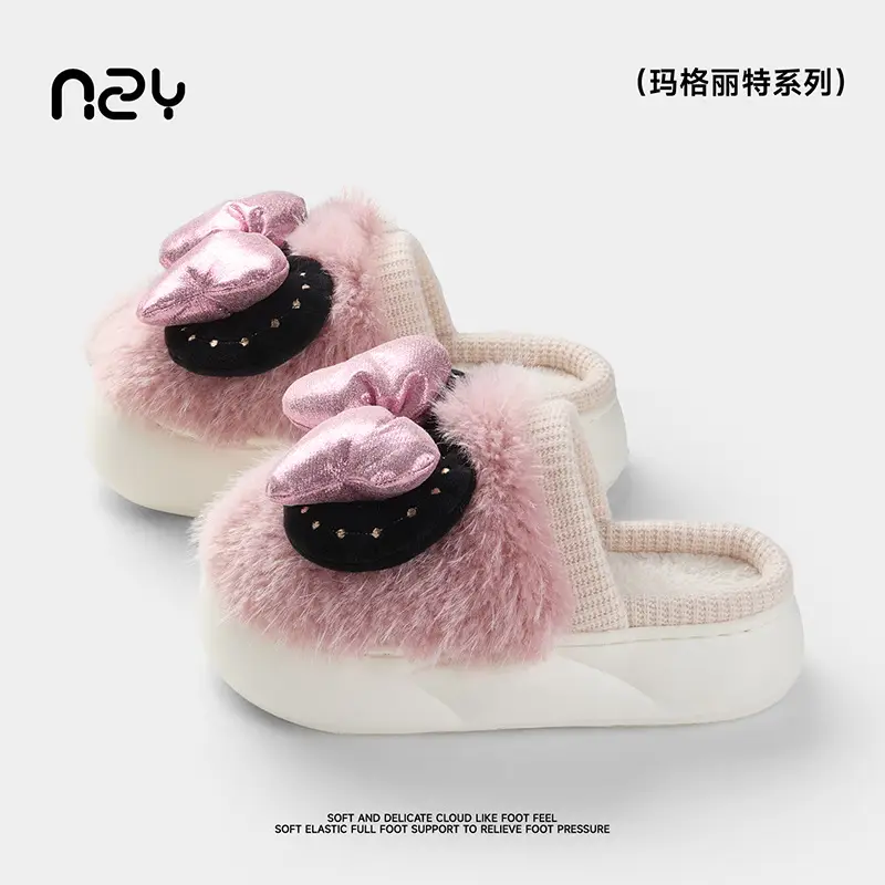 Women's Velvet Warm Slippers Women's Home Winter Soft Anti-Slip - Image 3