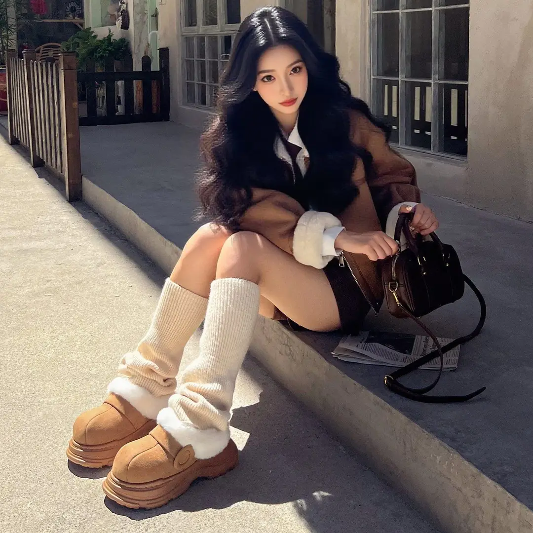 5cm Height-Increasing Cotton Slippers for Women, Indoor Home Non-Slip Winter Wearable Warm Plush Height-Increasing Loafers Slip-On Shoes - Image 8