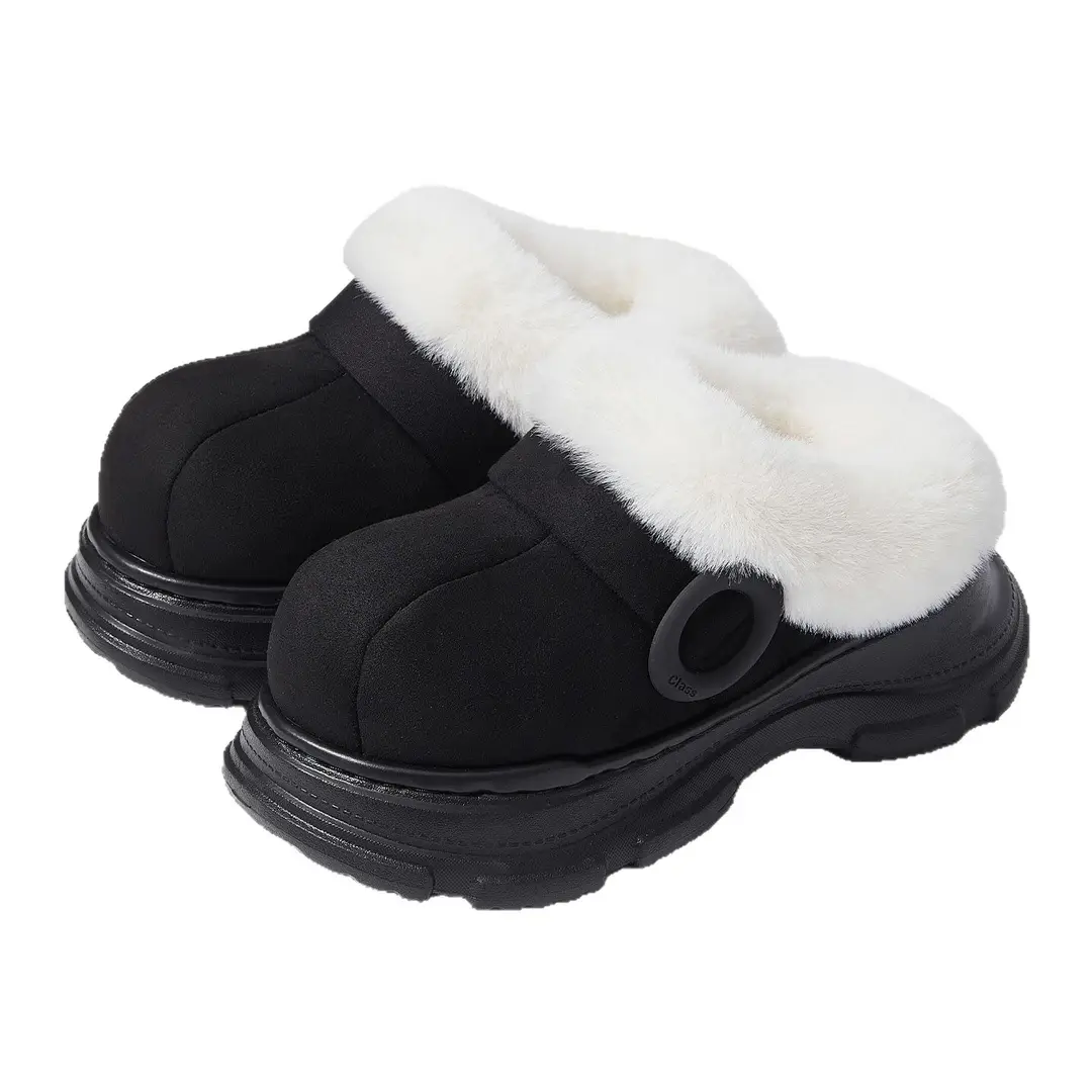 5cm Height-Increasing Cotton Slippers for Women, Indoor Home Non-Slip Winter Wearable Warm Plush Height-Increasing Loafers Slip-On Shoes - Image 10