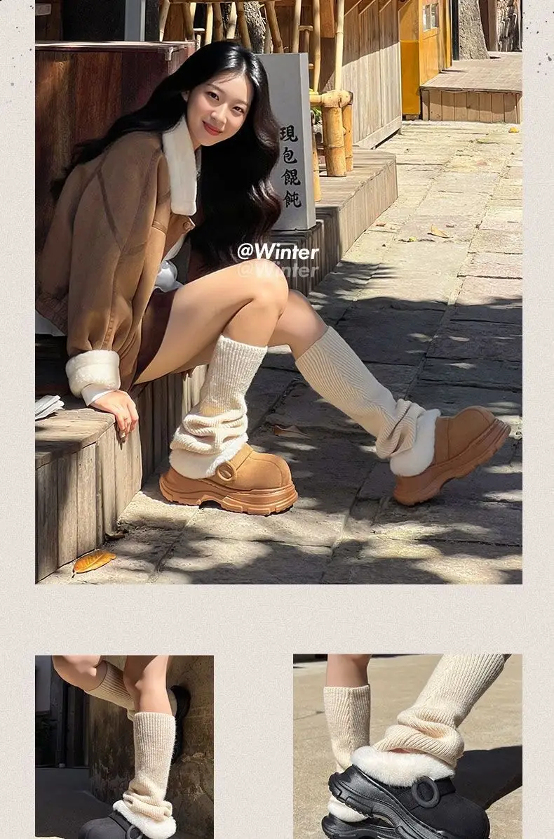 5cm Height-Increasing Cotton Slippers for Women, Indoor Home Non-Slip Winter Wearable Warm Plush Height-Increasing Loafers Slip-On Shoes — feature 1
