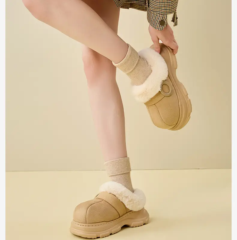 5cm Height-Increasing Cotton Slippers for Women, Indoor Home Non-Slip Winter Wearable Warm Plush Height-Increasing Loafers Slip-On Shoes — feature 12