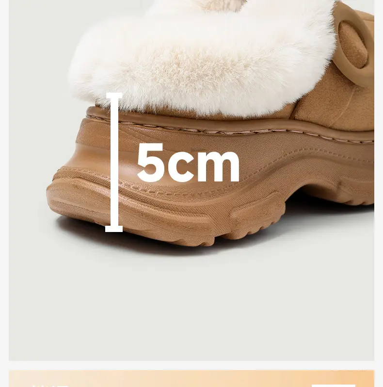 5cm Height-Increasing Cotton Slippers for Women, Indoor Home Non-Slip Winter Wearable Warm Plush Height-Increasing Loafers Slip-On Shoes — feature 14