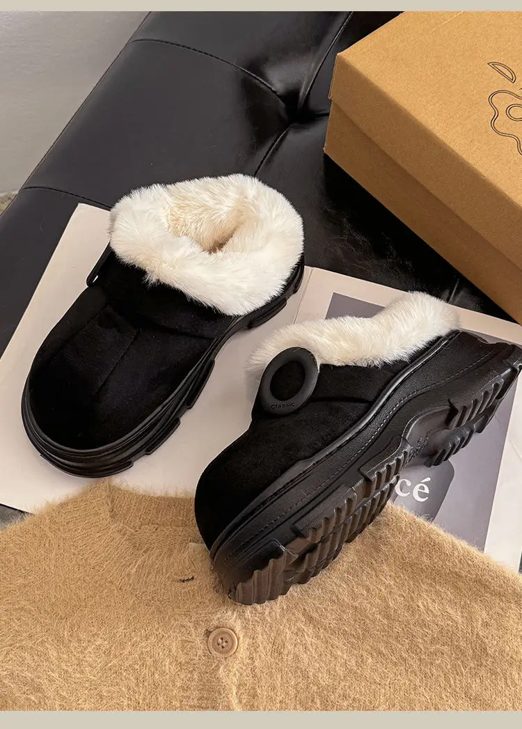 5cm Height-Increasing Cotton Slippers for Women, Indoor Home Non-Slip Winter Wearable Warm Plush Height-Increasing Loafers Slip-On Shoes — feature 3