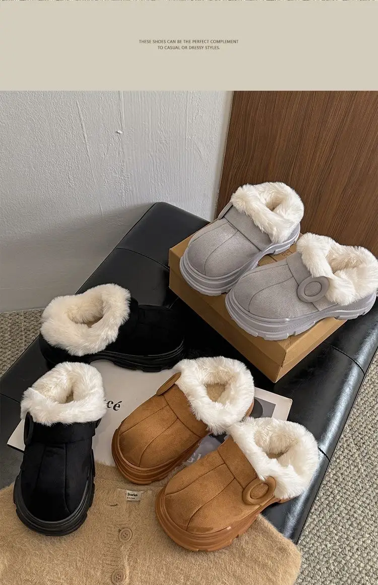 5cm Height-Increasing Cotton Slippers for Women, Indoor Home Non-Slip Winter Wearable Warm Plush Height-Increasing Loafers Slip-On Shoes — feature 6