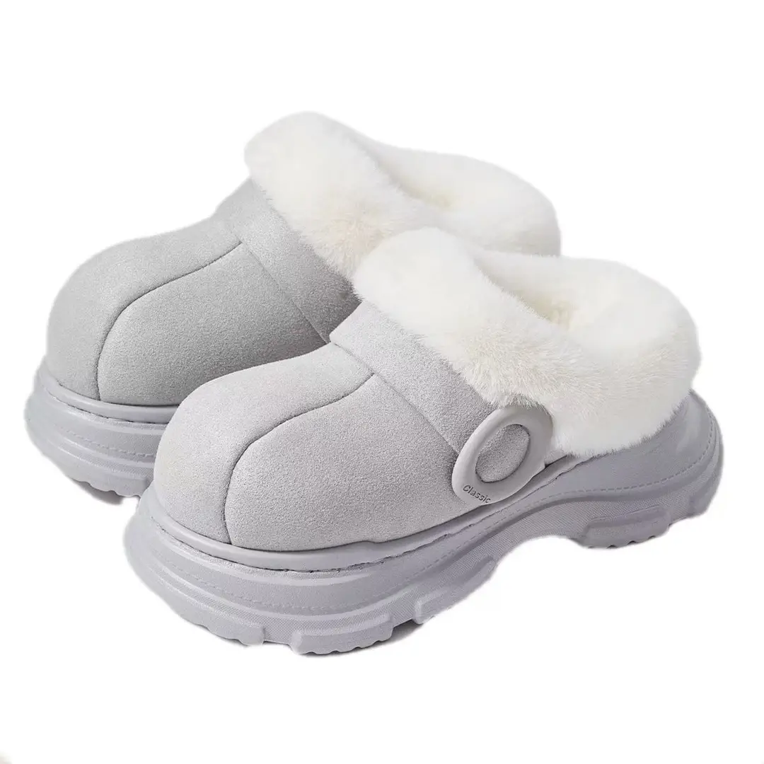 5cm Height-Increasing Cotton Slippers for Women, Indoor Home Non-Slip Winter Wearable Warm Plush Height-Increasing Loafers Slip-On Shoes - Image 2