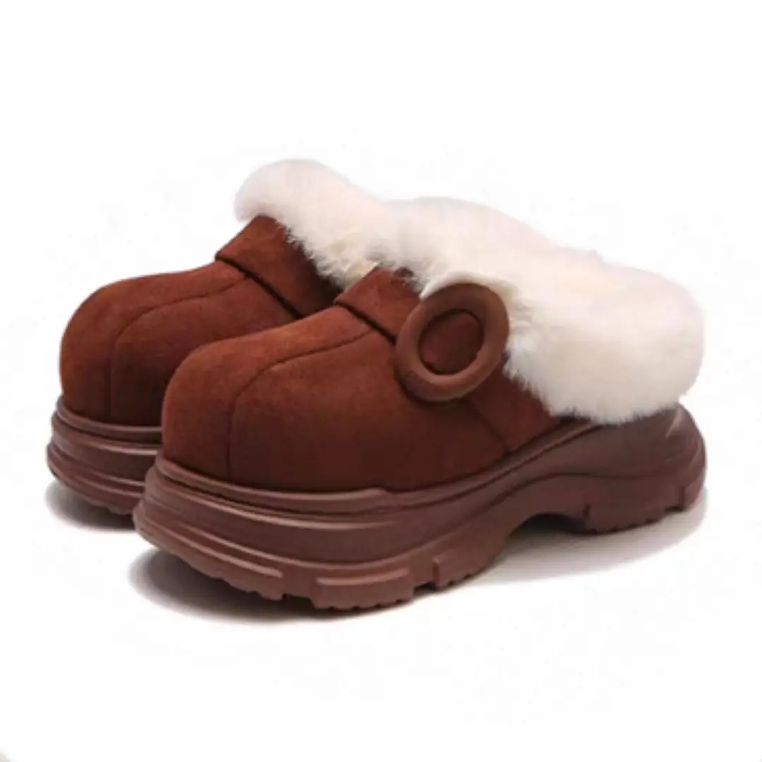 5cm Height-Increasing Cotton Slippers for Women, Indoor Home Non-Slip Winter Wearable Warm Plush Height-Increasing Loafers Slip-On Shoes - Image 3