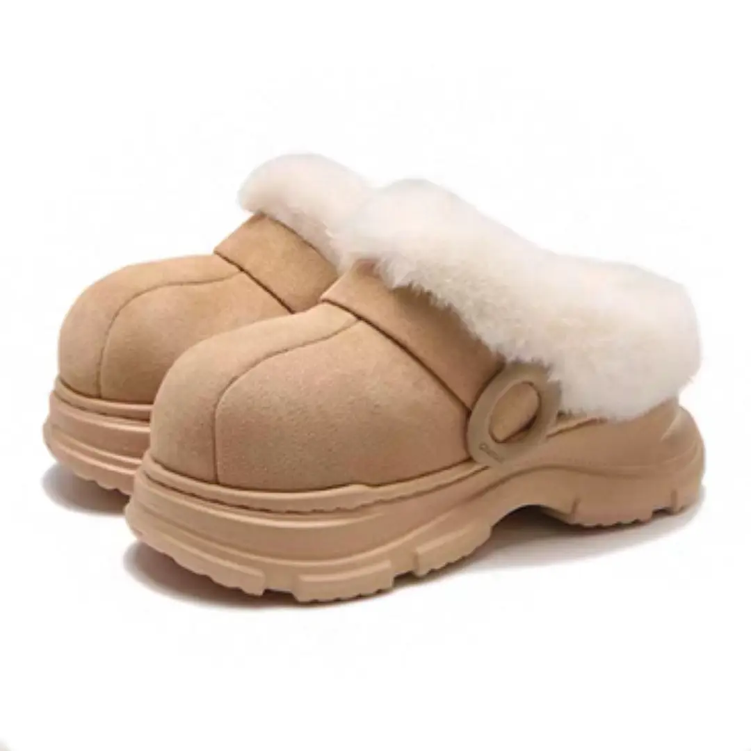 5cm Height-Increasing Cotton Slippers for Women, Indoor Home Non-Slip Winter Wearable Warm Plush Height-Increasing Loafers Slip-On Shoes - Image 5